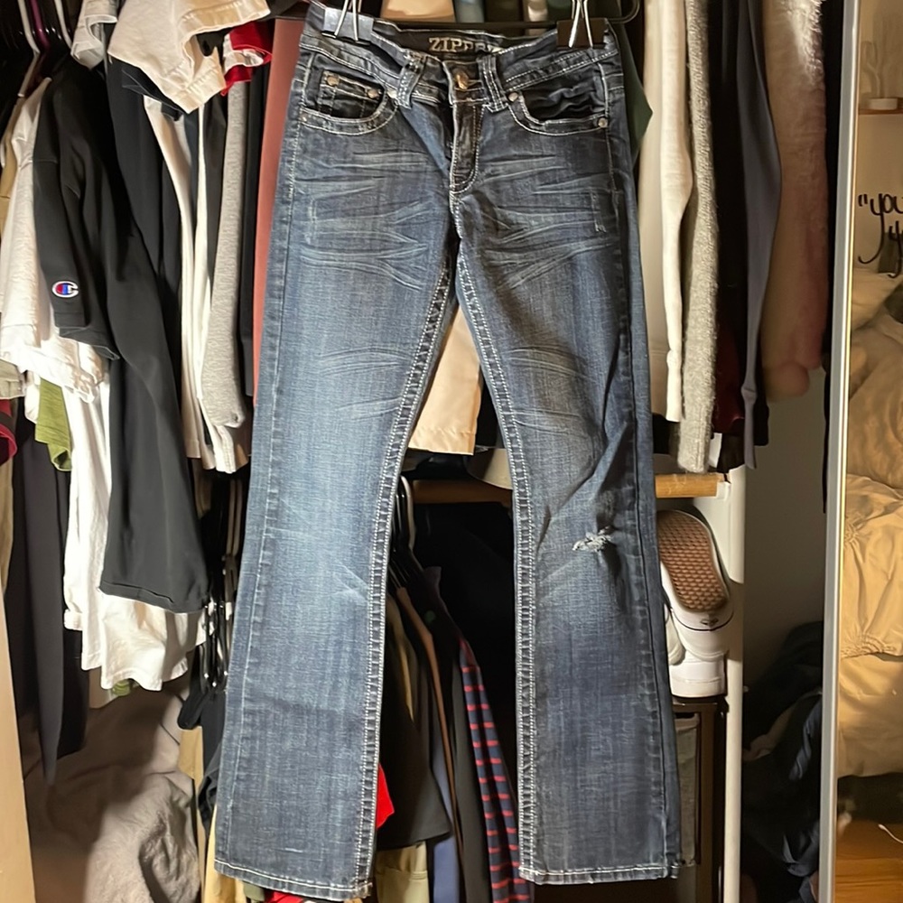 Zipper jeans, dark wash. Great condition. Size 3